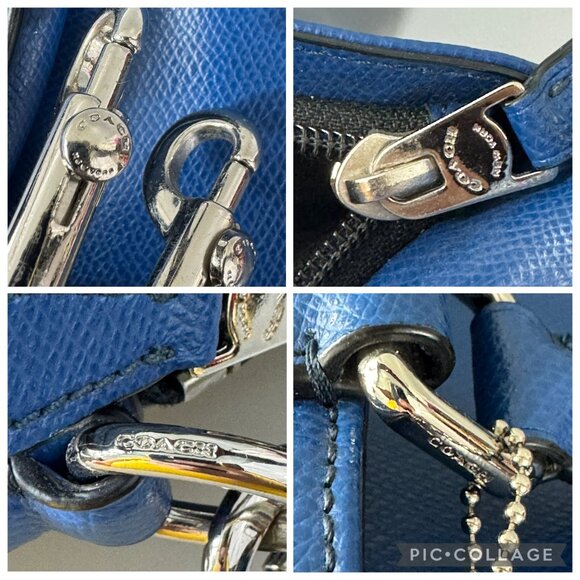 Coach F71681 Slim Cross Grain Men's Leather Briefcase/Handbag/Shoulder Bag, Blue - Picture 8 of 13